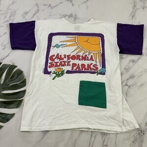 California State Parks Womens Vintage 90s Shirt Dress Tee One Size White Graphic